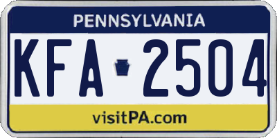 PA license plate KFA2504
