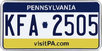 PA license plate KFA2505