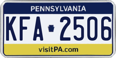 PA license plate KFA2506
