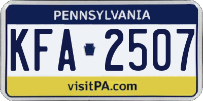 PA license plate KFA2507