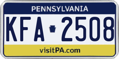 PA license plate KFA2508