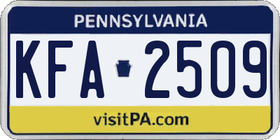 PA license plate KFA2509