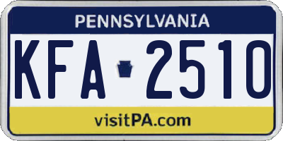 PA license plate KFA2510