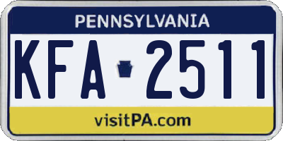 PA license plate KFA2511