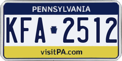 PA license plate KFA2512