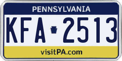 PA license plate KFA2513