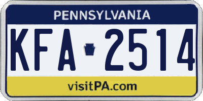PA license plate KFA2514