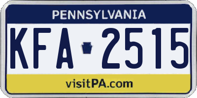 PA license plate KFA2515
