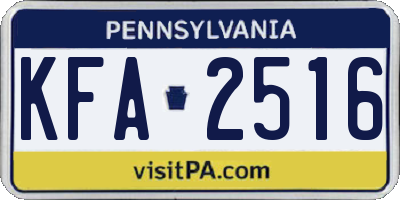 PA license plate KFA2516