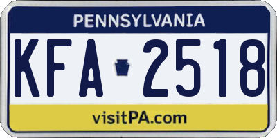PA license plate KFA2518