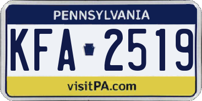 PA license plate KFA2519
