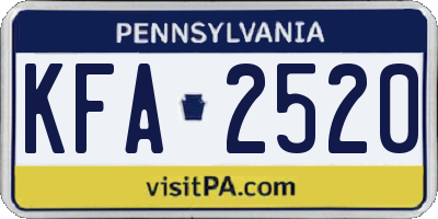 PA license plate KFA2520