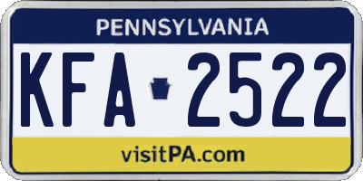 PA license plate KFA2522