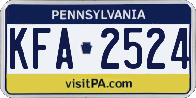 PA license plate KFA2524