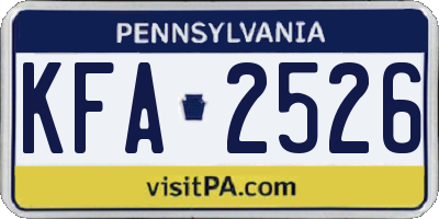 PA license plate KFA2526