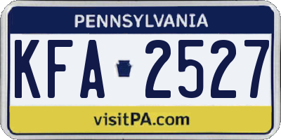 PA license plate KFA2527