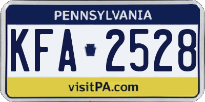 PA license plate KFA2528