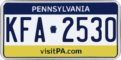 PA license plate KFA2530
