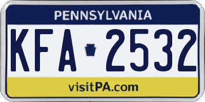 PA license plate KFA2532