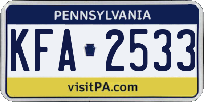 PA license plate KFA2533