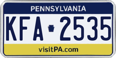 PA license plate KFA2535