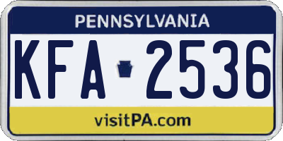 PA license plate KFA2536