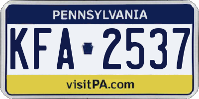 PA license plate KFA2537