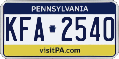 PA license plate KFA2540