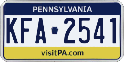 PA license plate KFA2541