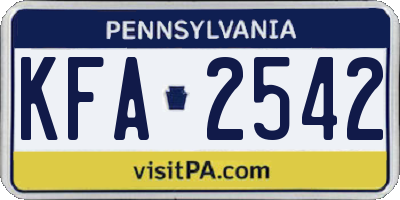 PA license plate KFA2542