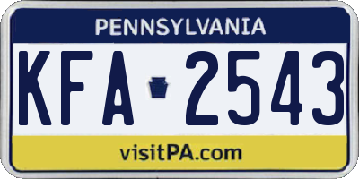 PA license plate KFA2543