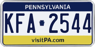 PA license plate KFA2544