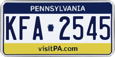 PA license plate KFA2545