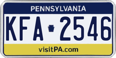 PA license plate KFA2546