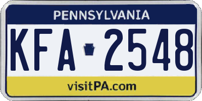 PA license plate KFA2548