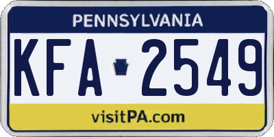 PA license plate KFA2549
