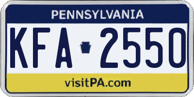 PA license plate KFA2550