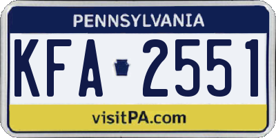 PA license plate KFA2551