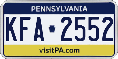 PA license plate KFA2552
