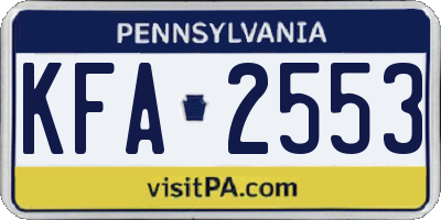 PA license plate KFA2553