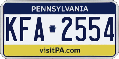 PA license plate KFA2554