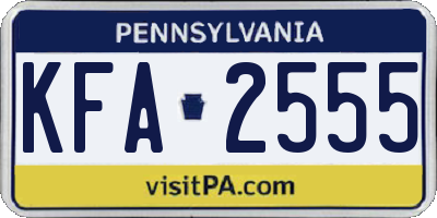 PA license plate KFA2555