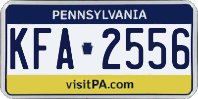 PA license plate KFA2556
