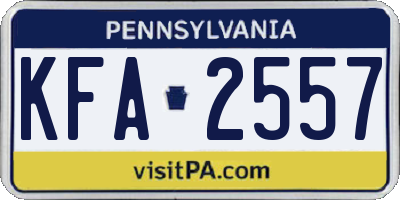PA license plate KFA2557