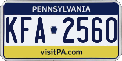 PA license plate KFA2560