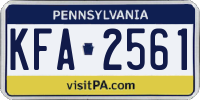 PA license plate KFA2561