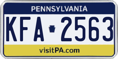 PA license plate KFA2563