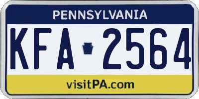 PA license plate KFA2564