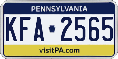 PA license plate KFA2565