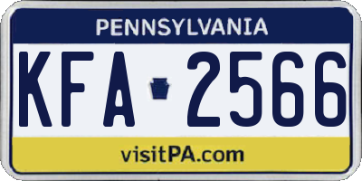 PA license plate KFA2566
